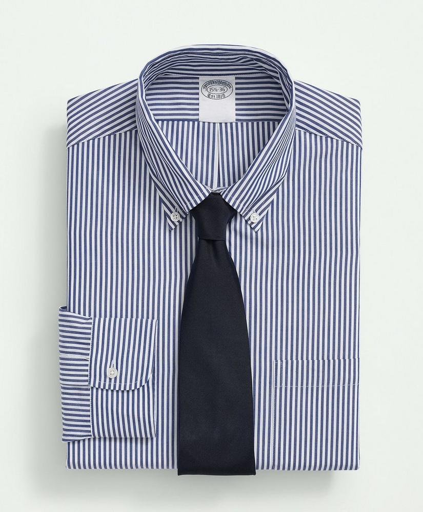 American-Made Cotton Button-Down Collar, Striped Dress Shirt
