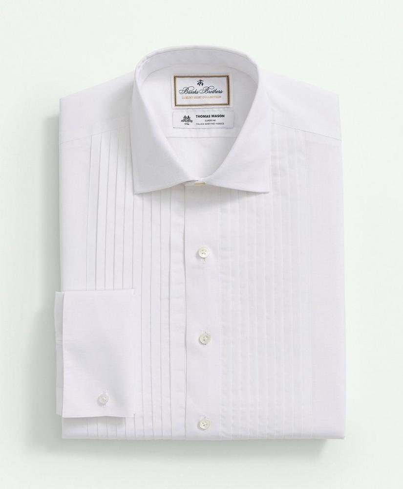 브룩스브라더스 Brooks Brothers X Thomas Mason Cotton-Linen English Collar, Pleat Front Tuxedo Shirt
