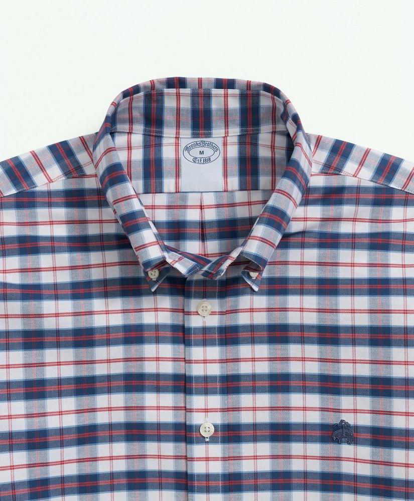 브룩스브라더스 Stretch Non-Iron Oxford Polo Button-Down Collar, Checked Shirt