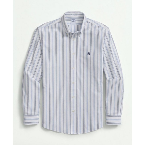 브룩스브라더스 Stretch Non-Iron Oxford Polo Button Down Collar, Double Striped Shirt