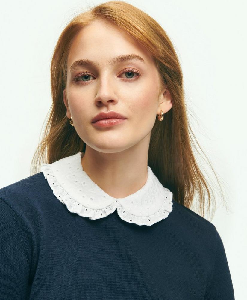 브룩스브라더스 Cotton Sweater With Removable Ruffle Collar