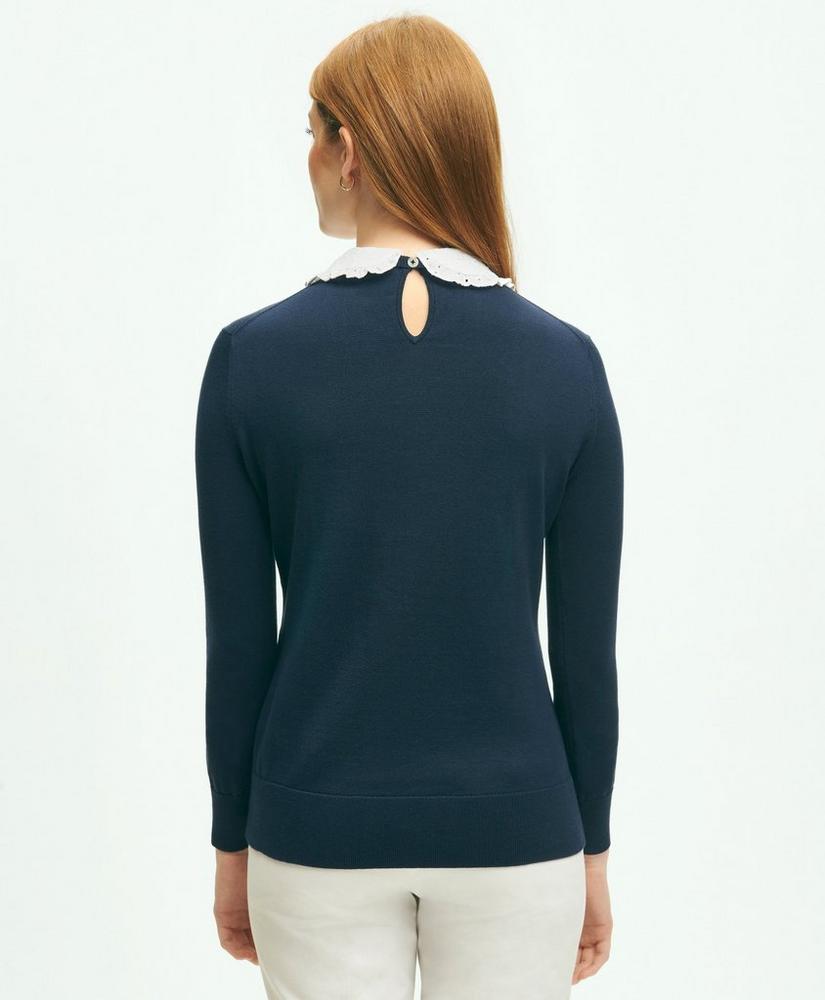 브룩스브라더스 Cotton Sweater With Removable Ruffle Collar