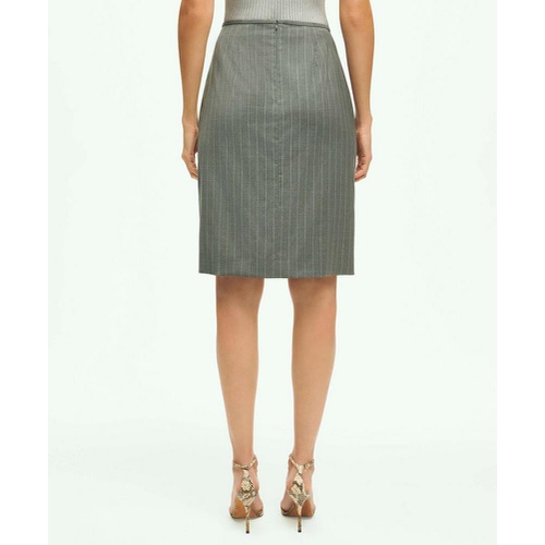 브룩스브라더스 Pinstripe Pencil Skirt in Wool Blend