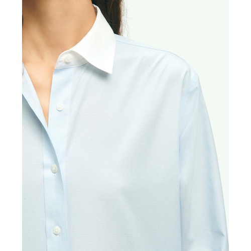 브룩스브라더스 Relaxed Fit Non-Iron Stretch Supima Cotton Shirt with White Collar & Cuffs