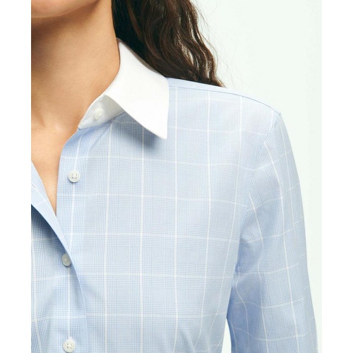 브룩스브라더스 Fitted Non-Iron Stretch Supima Cotton Dress Shirt with Contrast Collar & Cuffs