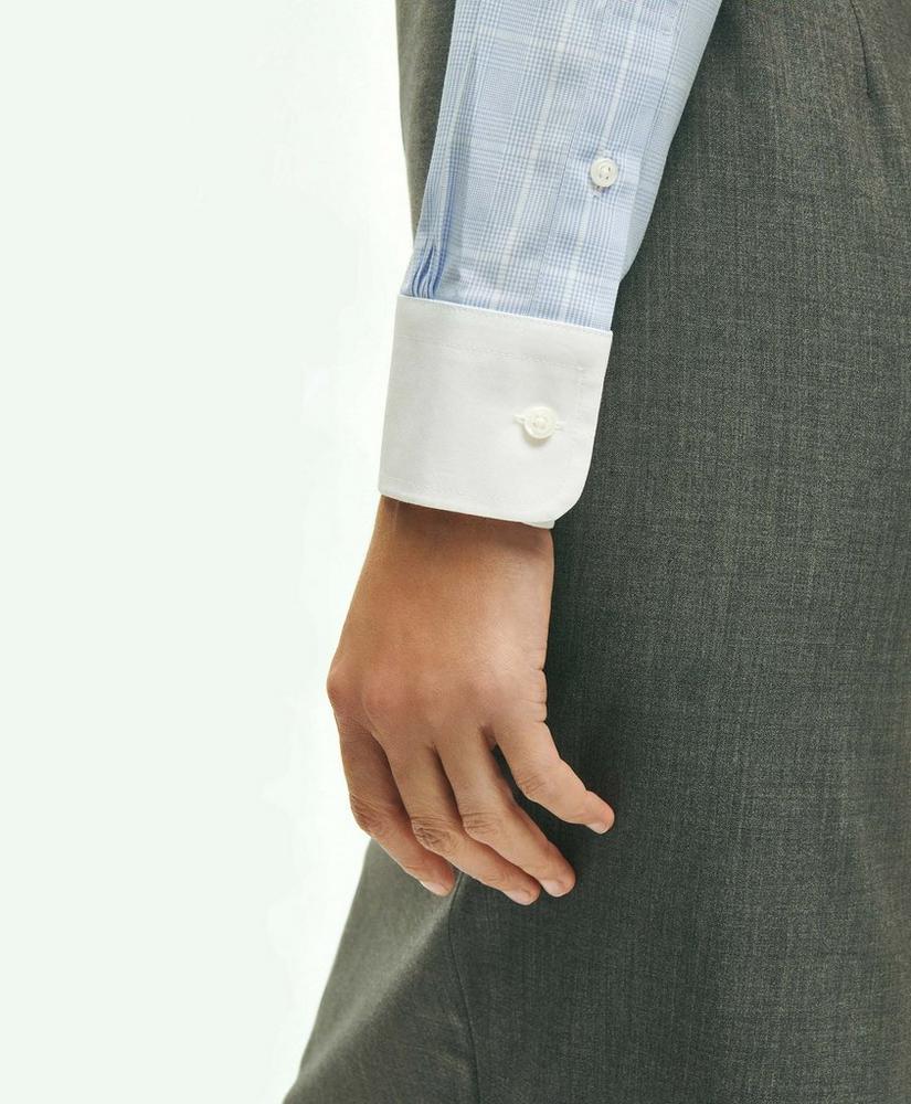 브룩스브라더스 Fitted Non-Iron Stretch Supima Cotton Dress Shirt with Contrast Collar & Cuffs