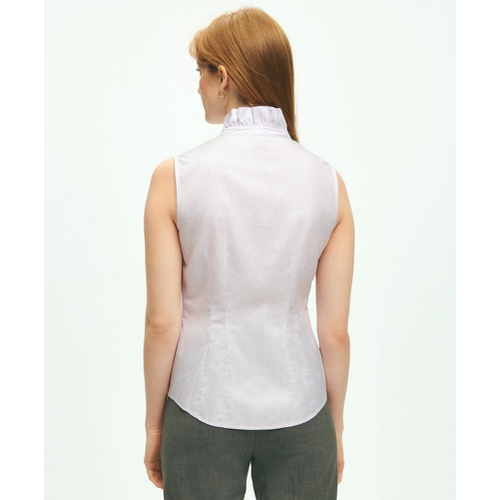 브룩스브라더스 Fitted Non-Iron Stretch Supima Cotton Striped Ruffle Shirt