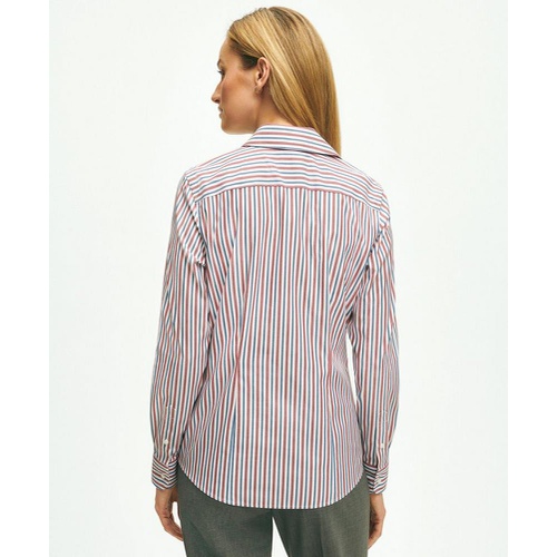 브룩스브라더스 Fitted Non-Iron Stretch Supima Cotton Striped Dress Shirt