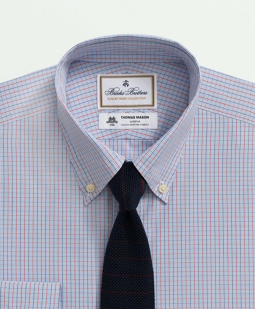 브룩스브라더스 Brooks Brothers X Thomas Mason Cotton Poplin Button-Down Collar, Micro Checked Dress Shirt