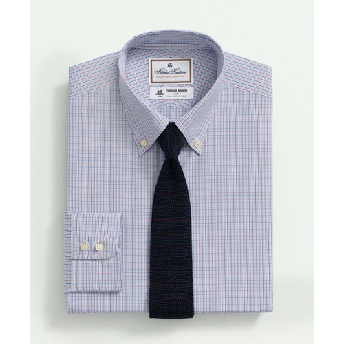 브룩스브라더스 Brooks Brothers X Thomas Mason Cotton Poplin Button-Down Collar, Micro Checked Dress Shirt