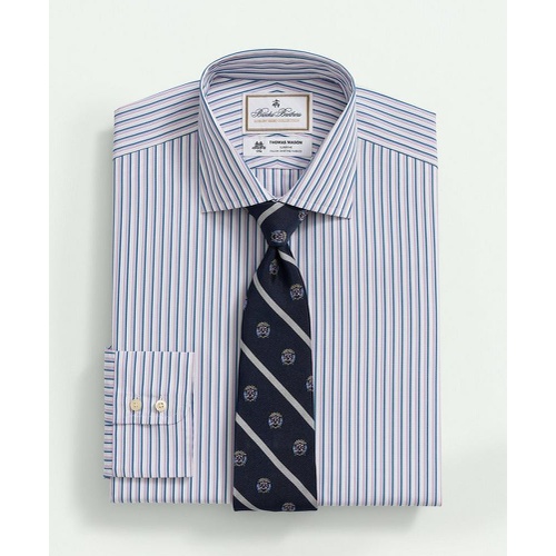 브룩스브라더스 Brooks Brothers X Thomas Mason Cotton Poplin English Collar, Multi Striped Dress Shirt