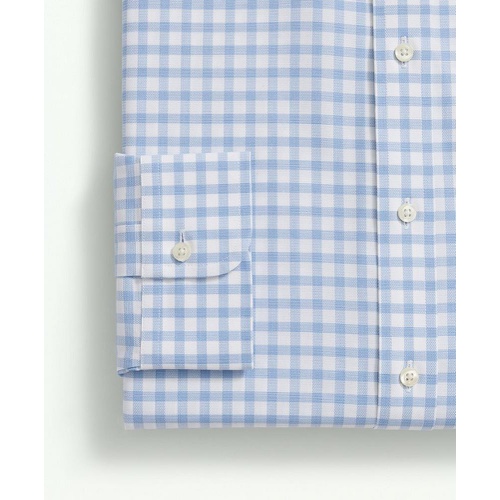 브룩스브라더스 Stretch Supima Cotton Non-Iron Royal Oxford English Collar, Gingham Dress Shirt