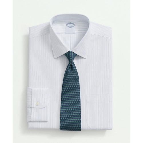 브룩스브라더스 Stretch Supima Cotton Non-Iron Royal Oxford Ainsley Collar, Outline Stripe Dress Shirt