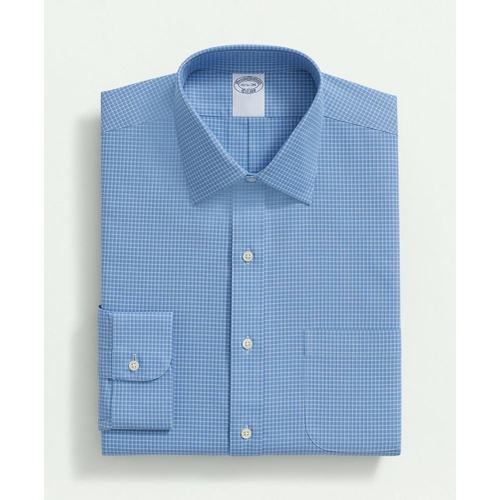 브룩스브라더스 Stretch Supima Cotton Non-Iron Royal Oxford Ainsley Collar, Windowpane Dress Shirt