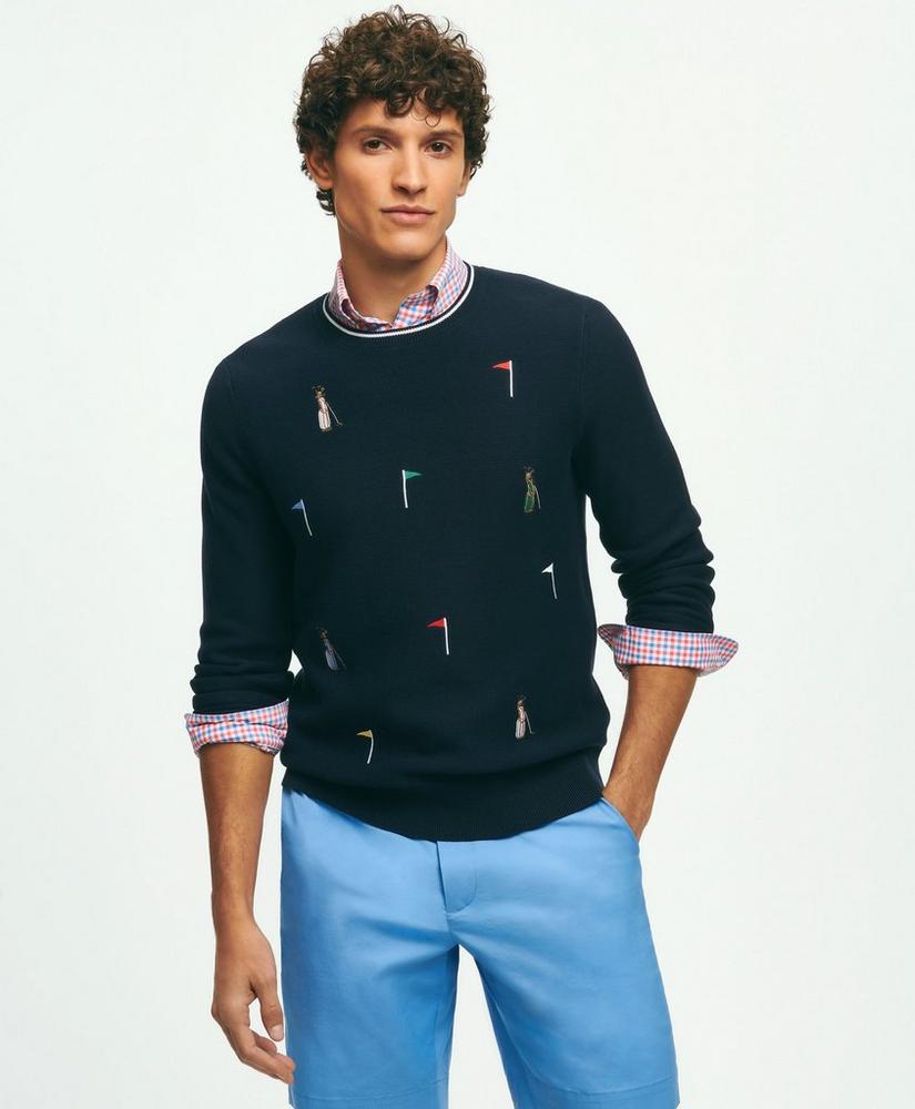 Embroidered Golf Sweater in Egyptian Cotton