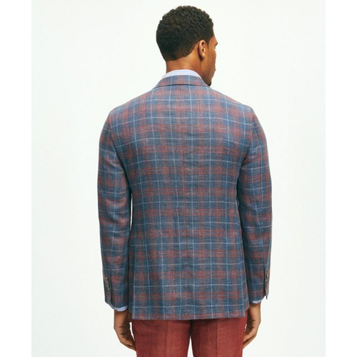 브룩스브라더스 Classic Fit 1818 Plaid Hopsack Sport Coat In Linen-Wool Blend