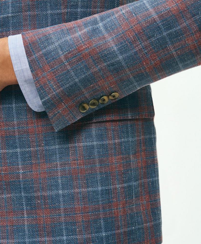 브룩스브라더스 Classic Fit 1818 Plaid Hopsack Sport Coat In Linen-Wool Blend