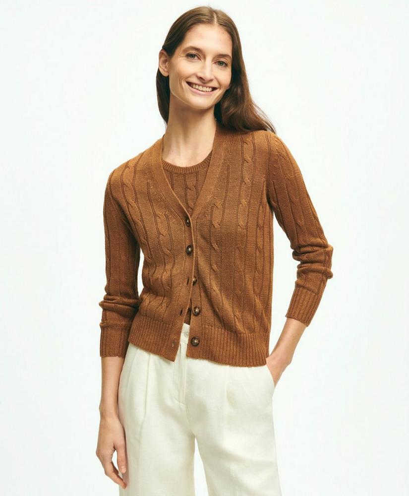 Cable Knit Cardigan In Linen