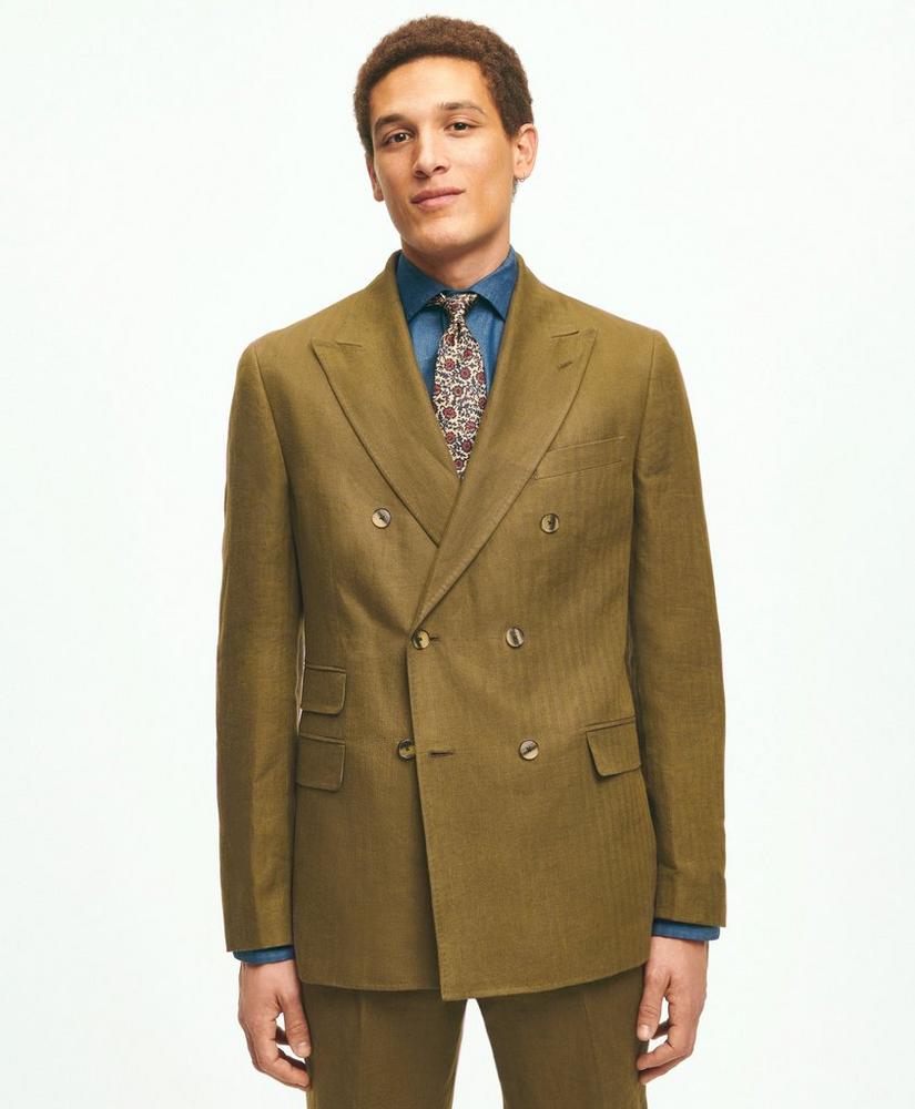 브룩스브라더스 Slim Fit Linen Herringbone Double-Breasted Suit Jacket