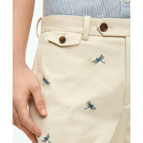 브룩스브라더스 7 Washed Cotton Shorts With Embroidered Dragonfly Motif
