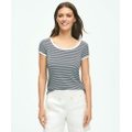 Ribbed Striped Short-Sleeve Top
