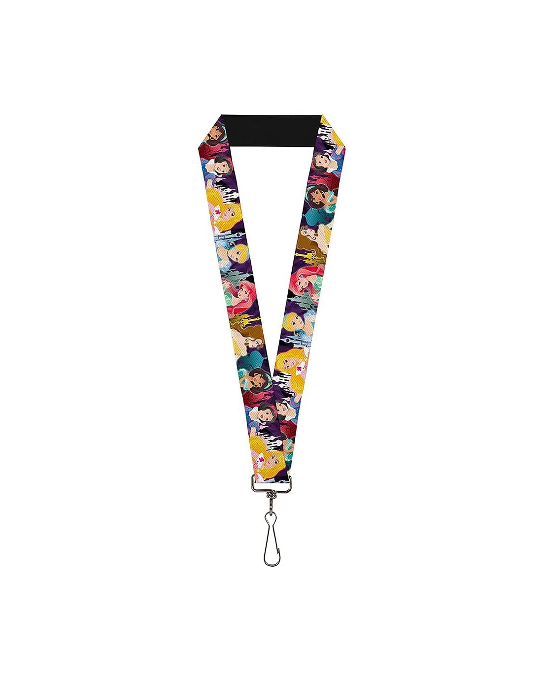 Buckle-Down Lanyard-10-Disney Princess Poses/Castle Silhouettes Pur