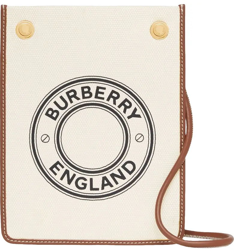 Burberry Small Logo Canvas & Leather Crossbody Pouch_NATURAL