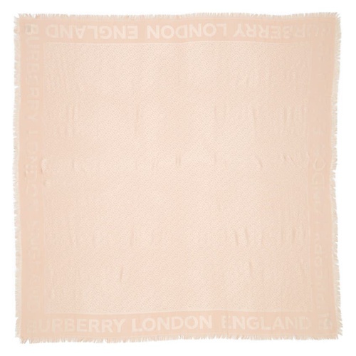 버버리 Burberry Monogram Jacquard Silk & Wool Scarf_ROSE BEIGE