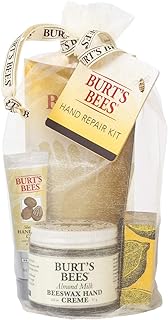 Burts Bees Hand Repair Gift Set, 3 Hand Creams plus Gloves Almond Milk Hand Cream, Lemon Butter Cuticle Cream, Shea Butter Hand Repair