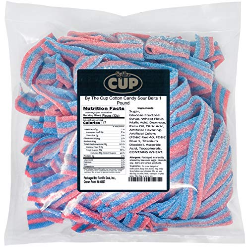 By The Cup Cotton Candy Sour Belts 1 Pound