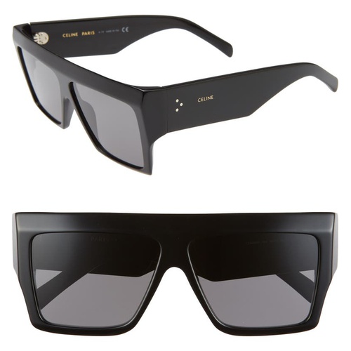 셀린느 CELINE 60mm Flat Top Sunglasses_BLACK/ SMOKE