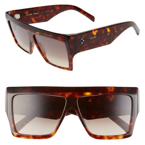 셀린느 CELINE 60mm Flat Top Sunglasses_DARK HAVANA/ GRADIENT BROWN