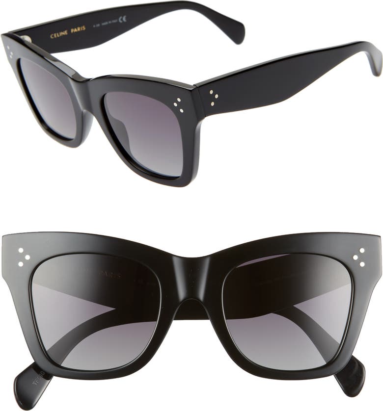 CELINE 50mm Polarized Square Sunglasses_BLACK/ GREY POLAR