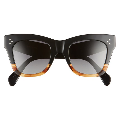 셀린느 CELINE 50mm Polarized Square Sunglasses_MATTE BLACK/ SMOKE Polarized