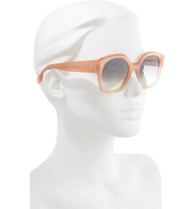 셀린느 CELINE 55mm Gradient Round Sunglasses_MILKY ANTIQUE ROSE/ BROWN