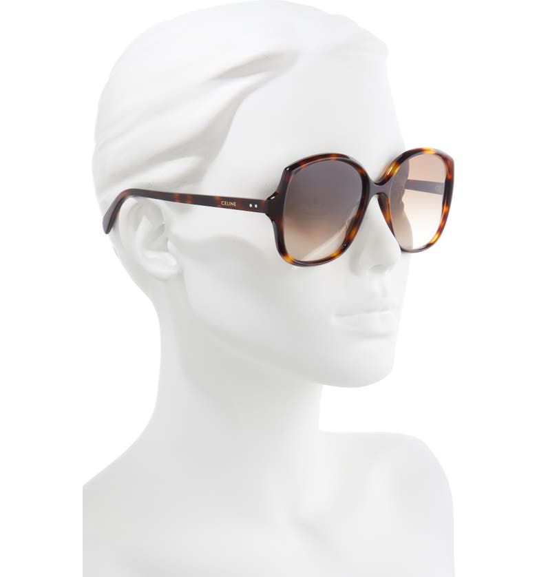 셀린느 CELINE 57mm Gradient Square Sunglasses_DARK HAVANA/ BROWN
