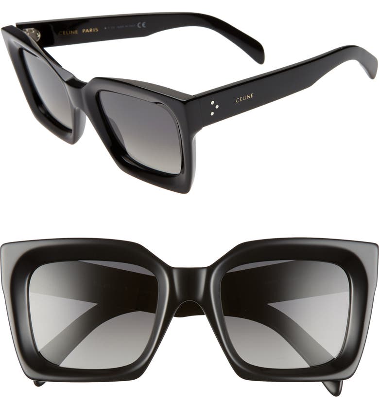 CELINE 51mm Polarized Square Sunglasses_BLACK/ SMOKE