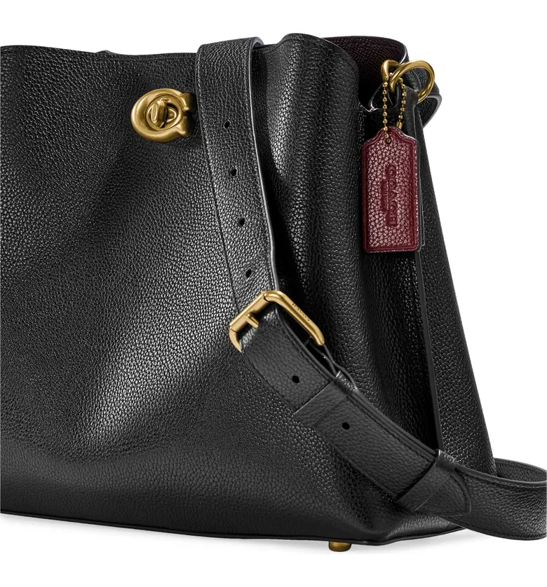 코치 COACH Willow Pebble Leather Shoulder Bag_BRASS/ BLACK