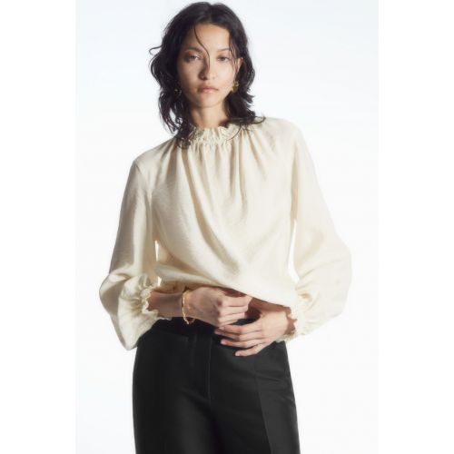 COS RUFFLED HIGH-NECK BLOUSE