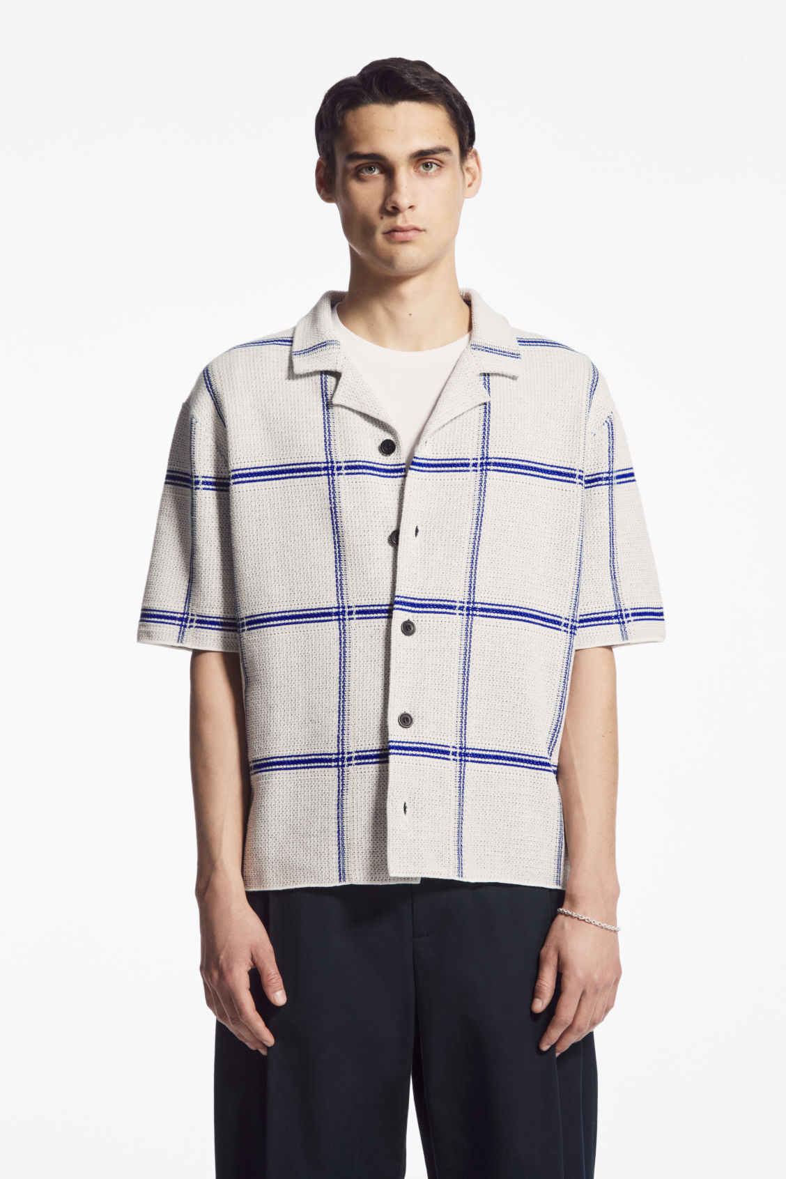 COS CHECKED KNITTED SHORT-SLEEVED SHIRT