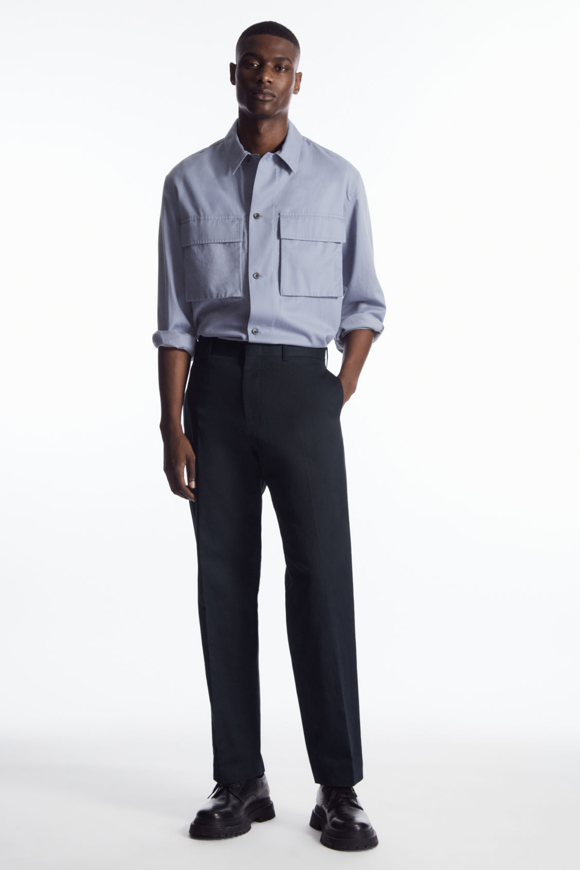 TAPERED LINEN-BLEND PANTS