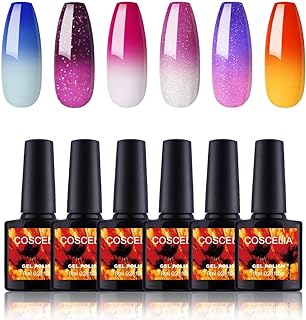 Coscelia Nail Art Gel Polish Kit 6pc Color Changing Gel Nail Polish Soak off Gel Kit Manicure Nail Salon Set