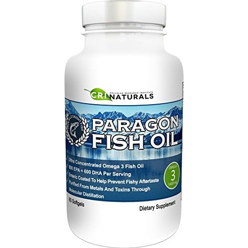  CRI Naturals Paragon Fish Oil - Purest - Triple Strength - Omega 3 Fish Oil - Burpless - Highest - EPA + DHA