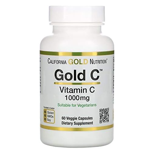  California Gold Nutrition Gold C, USP Grade Vitamin C, 1,000 mg, 60 Veggie Capsules