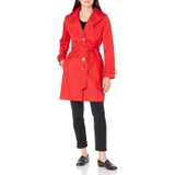 Calvin Klein Womens Single Breasted Belted Rain Jacket with Removable Hood