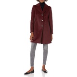 Calvin Klein Womens Polished Wool Coat with Button Detail