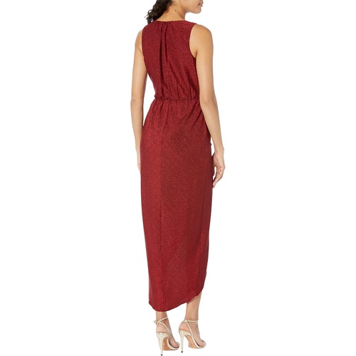  Calvin Klein V-Neck Glitter Knit Gown with Ruched Front