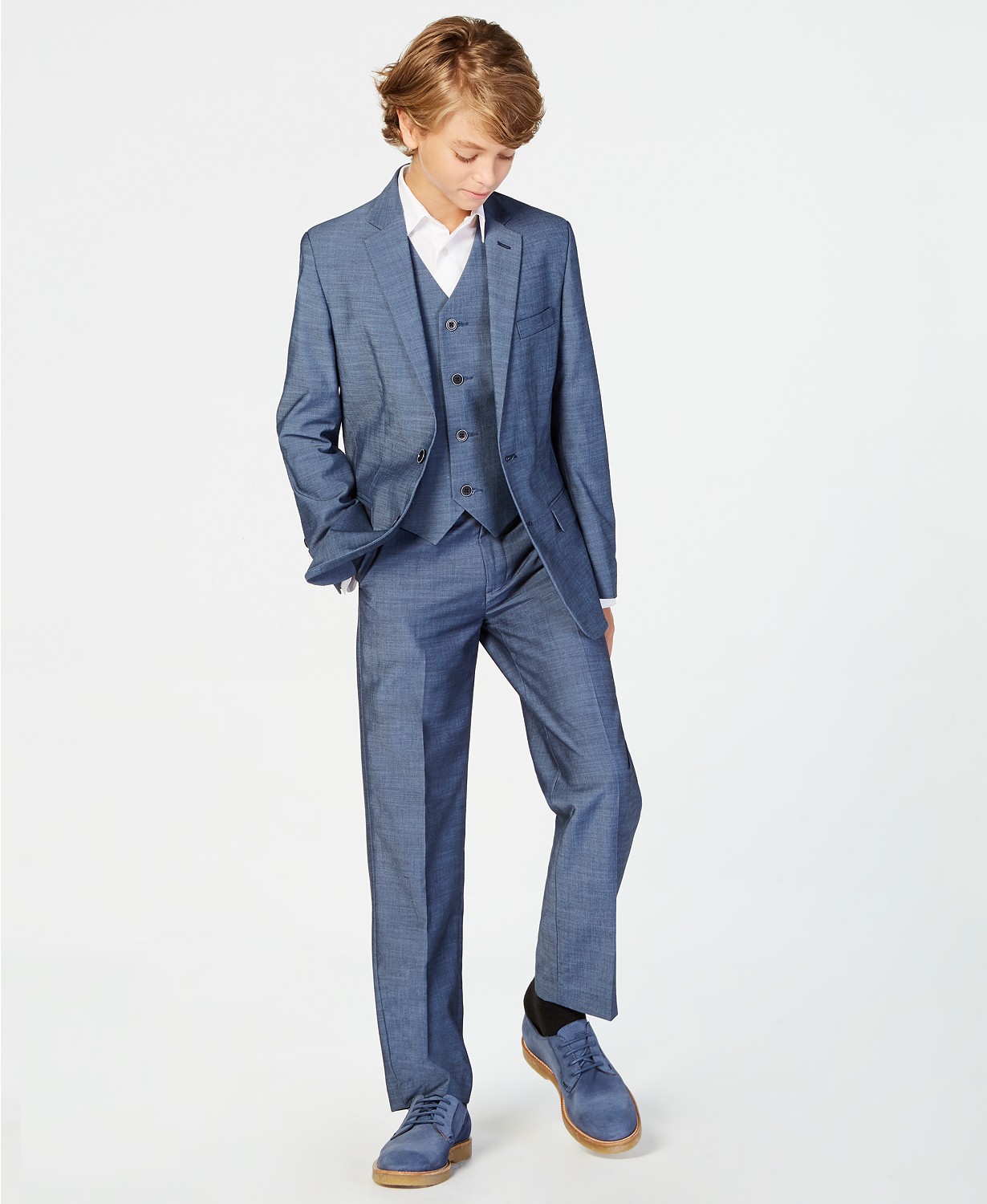 Big Boys Slim-Fit Plain-Weave Suit Jacket