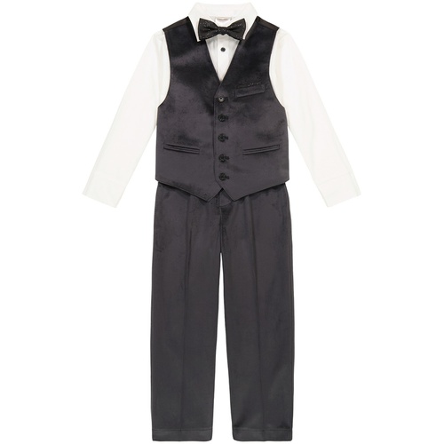  Toddler Boys Dress Shirt Vest Pants and Bow-Tie 4 Piece Set