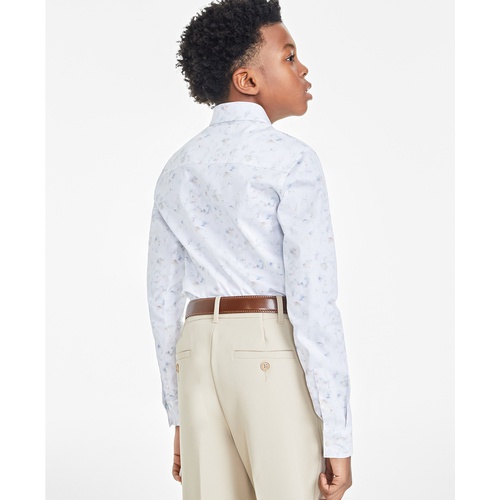  Big Boys Slim-Fit Long-Sleeve Stretch Floral-Print Shirt